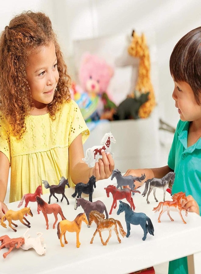 DOITEM 20PCS Tiny Horse Figurines Toy Set, Plastic Pony Small Foal Figures, Birthday Gift Cupcake Horse Cake Topper for Kids Toddlers - Image 3